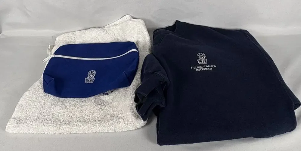 Vintage RITZ-CARLTON Bath Towel,sweat Shirt,blue Pouch
